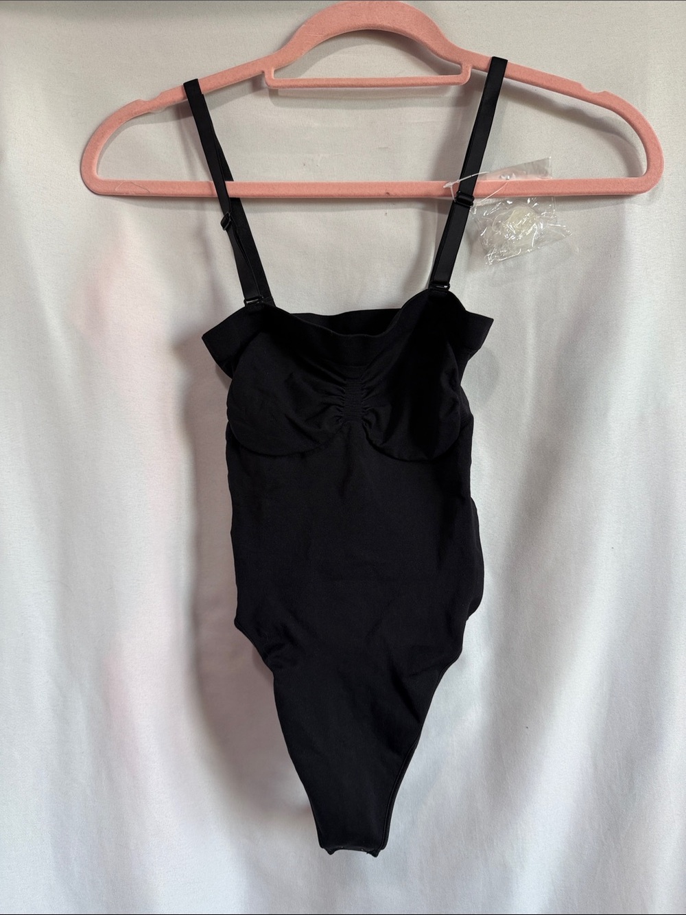 Black Shaping One-Piece Bodysuit with Adjustable Straps